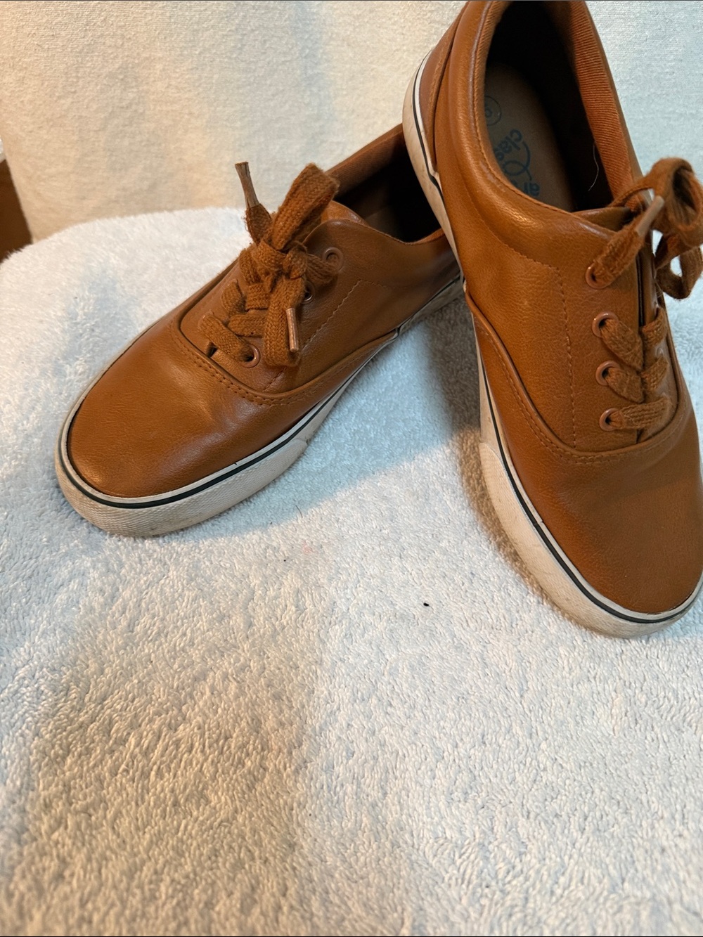 art class Tan Faux-Leather Lace-Up Casual Flats